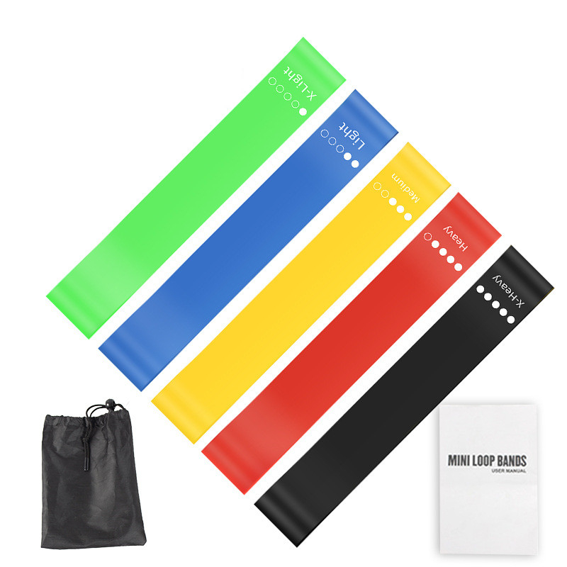 Yoga Fitness Resistance Band - 5本セット TPEレジスタンスバンドセット 収納バッグ＆マニュアル付き、ヨガ・ピラティス・筋力トレーニング・ホームジム用伸縮性エクササイズバンド